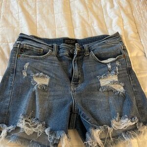 Judy Blue Women's Ripped Jean Shorts - Classic Blue